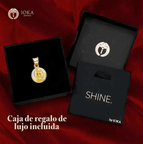 Vista 9 de Ioka Colgante con Dije de Sello de la Virgen María de Guadalupe de Oro de 14K con Collar de Cadena Valentino de 1.5mm