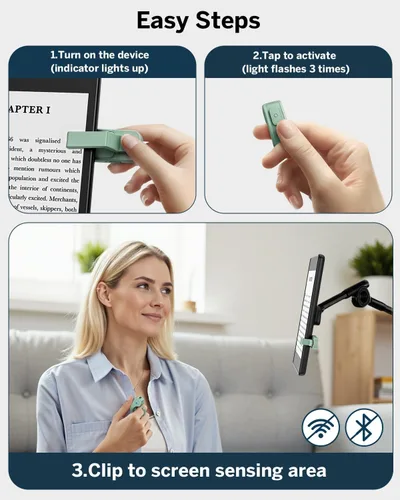 Vista 3 de [Compatible con fundas] Anillo pasador de páginas con control remoto para Kindle Paperwhite Oasis Scribe Kobo eReaders, controles remotos para verde