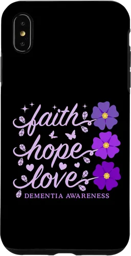 Vista 7 de Funda de flores moradas para iPhone 14 Faith Hope Love Demencia Alzheimer's Awareness
