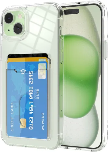 Vista 28 de 【Actualización】 Funda tipo cartera transparente para iPhone 13, antiamarilleo, delgada, parachoques de TPU + funda trasera de policarbonato con 2