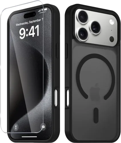 Vista 1528 de Funda para Google Pixel 10 Pro XL, cubierta magnética mate, color negro Fit for MagSafe, Screen Protector included, Shockproof Military Grade