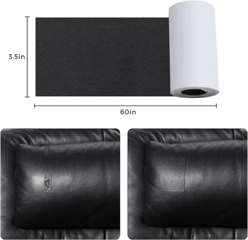 Vista 3 de JDLUGH Cinta de parche de reparación de cuero para sofá, 3.5 x 60 pulgadas, autoadhesiva para sofá, asiento de auto, silla de oficina, muebles
