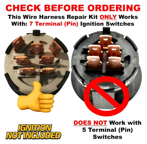 Vista 5 de HD Switch Kit de reparación de conectores de terminales de 7 conectores de terminales para interruptor de encendido de arranque, sustituye a John