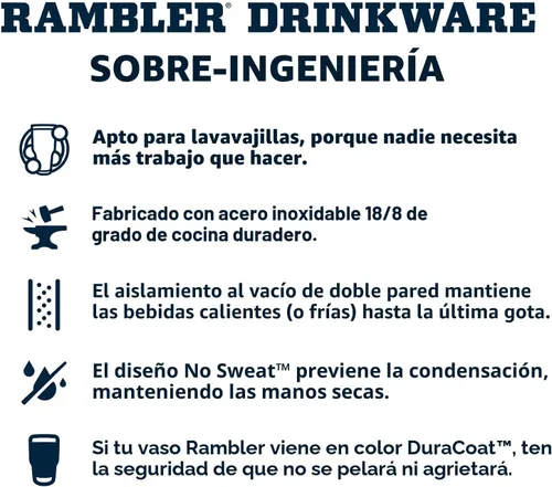 Vista 4 de YETI Rambler Botella de 18 onzas, aislada al vacío, de acero inoxidable con tapa de popote a juego de colores, rojo rescate