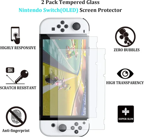 Vista 5 de Paquete de accesorios Switch para fiesta para Nintendo Switch modelo OLED 2021 kit con funda de transporte base de carga Joy Con y agarres