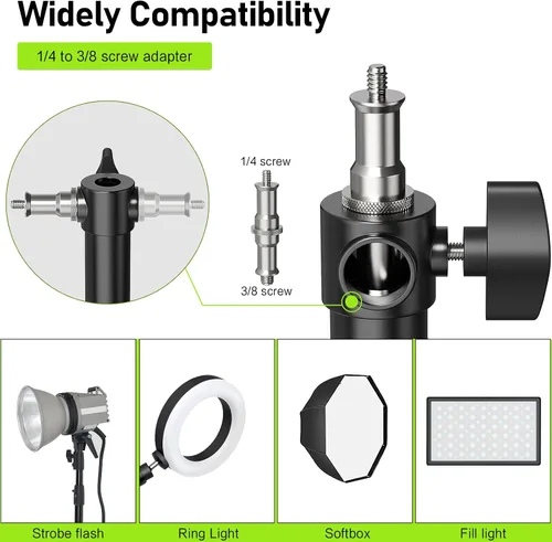 Vista 4 de Soporte de luz de anillo – Brazo triangular de montaje en pared, soporte de pared de 4.3 pies, soporte de tirpod de rotación flexible de 180°