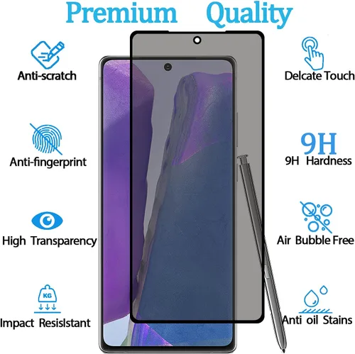 Vista 2 de Paquete de 2 protectores de pantalla de privacidad para Samsung Galaxy Note 20 5G, dureza 9H, antiarañazos, cobertura completa, protector