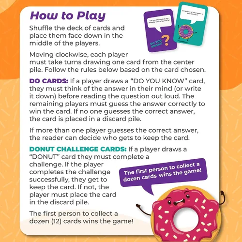 Vista 2 de Juego de cartas Do or Donut – Emocionante desafío de noche de juegos en familia y para parejas, juego divertido para reuniones familiares, fiestas