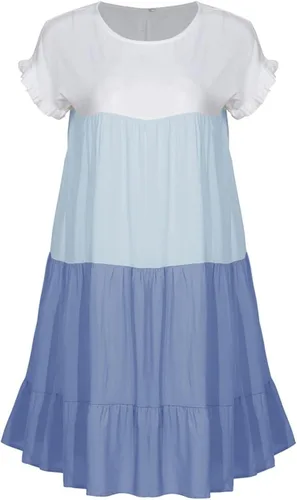 Vista 3 de FQZWONG Vestidos para mujer, casuales, holgados, acampanados, para fiesta, club, playa, talla grande, verano, sexy, hawaiano, para vacaciones
