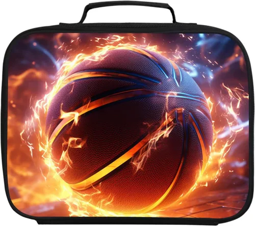 Vista 10 de Lonchera de fútbol americano para niños y niñas, bolsa de almuerzo escolar para niños, capa aislada, poliéster, a prueba de fugas, para niños a