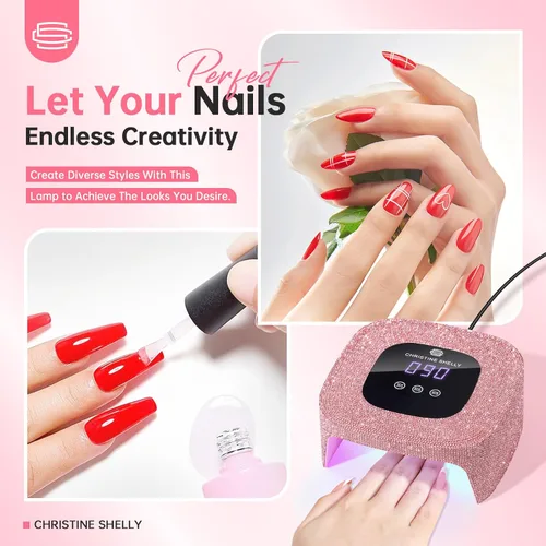 Vista 7 de 48W UV LED Nail Lamp Mini Nail Dryer for Gel Polish Portable UV Light for Nails Plug-in Diamond Nail Light with 3 timer settings touch control LCD