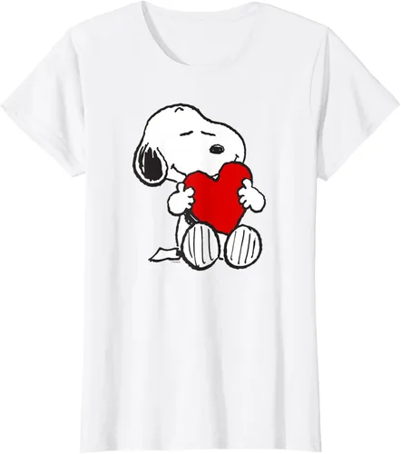 Vista 23 de Peanuts Camiseta de San Valentín Snoopy Hugging Heart, Negro
