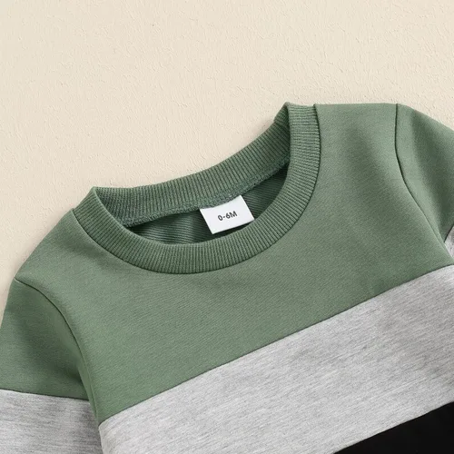 Vista 3 de Conjunto de sudadera de manga larga con cuello redondo y pantalones deportivos para bebés, ropa de invierno para bebé