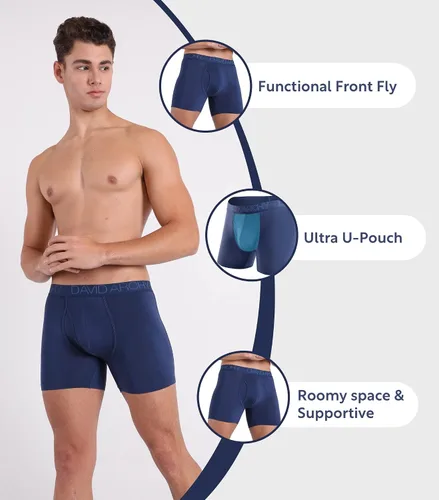 Vista 4 de DAVID ARCHY Calzoncillos tipo bóxer de bambú transpirables y suaves con bragueta para hombre, paquete de 3 o 4