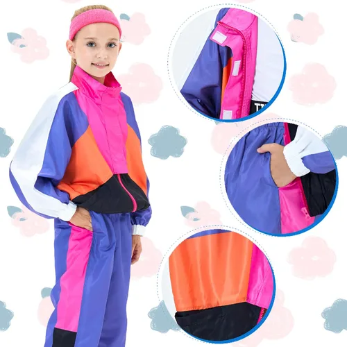Vista 2 de Yulefly Conjunto de 4 piezas de disfraz de danza para niñas, hip hop, jazz, street pop, danza, ropa deportiva