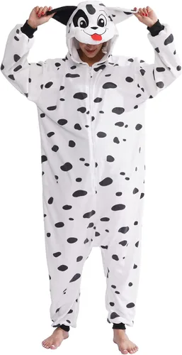 Vista 4 de vavalad Adult Animal Dalmatian Onesie Pajamas Christmas Costume Cosplay Homewear One Piece Pajamas for Women Men