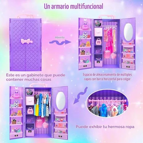 Vista 2 de Kit de diseño de moda de 75 piezas de ropa y accesorios para muñeca con armario de muñeca para muñeca de 11.5 pulgadas, incluye vestido de novia