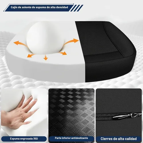 Vista 5 de Cojín de asiento, almohada de apoyo lumbar para silla de oficina, almohada ergonómica de espuma viscoelástica para respaldo, cojín de espuma de alta