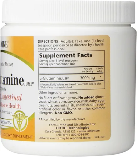 Vista 3 de Lidtke Technologies L-Glutamina en polvo, 10.58 oz