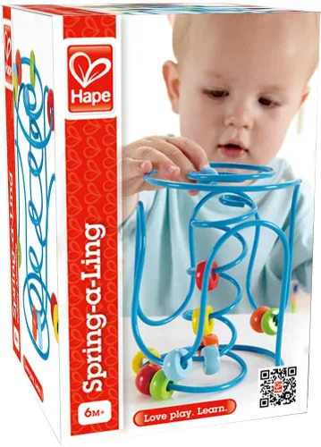Vista 4 de Hape Galardonado laberinto de cuentas de madera Spring-A-Ling