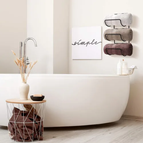 Vista 3 de Sorbus Toallero para pared de baño, 6 niveles para colgar toallas de baño, toallas de baño, ropa de cama, estantes negros para baño, spa, salón