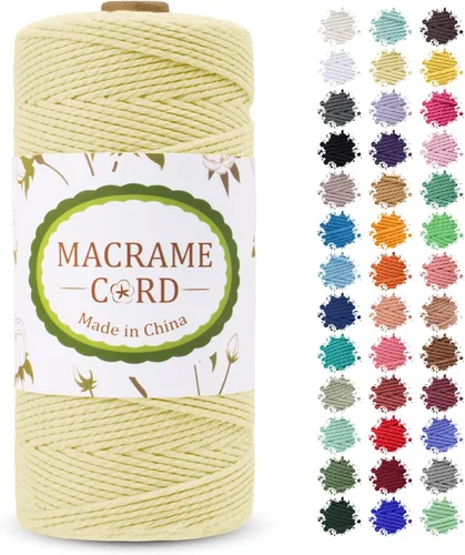 Vista 19 de Cordón de macramé de 0.079 pulgadas, hilo de cuerda de macramé de color de 0.07 pulgadas x 219 yardas, cuerda de algodón natural, 3 hebras para Aqua