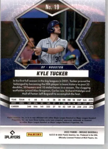 Vista 2 de 2022 Panini Mosaic #19 Kyle Tucker Houston Astros Baseball Trading Card