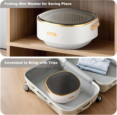 Vista 3 de Lavadora portátil, Mini lavadora de 13L de gran capacidad mejorada, lavadora plegable para limpieza profunda de ropa interior, ropa pequeña de bebé