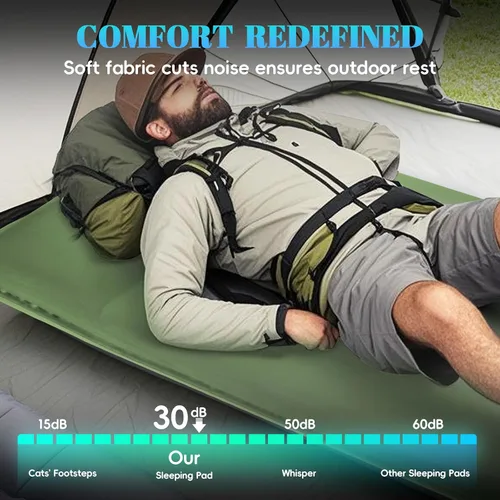Vista 7 de Colchoneta de dormir autoinflable para acampar con bomba eléctrica, 3.2 pulgadas ultra gruesa de espuma viscoelástica con almohada, colchón