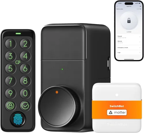Vista 10 de SwitchBot WiFi Cerradura Inteligente Pro, Cerradura de Puerta de Entrada sin Llave, Cerradura de Puerta Inteligente para Puerta Delantera, Cerrojo
