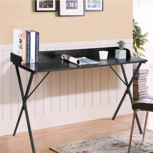 Vista 2 de Mesa de escritura para computadora en casa, 47.2 pulgadas, marco en X resistente con parte superior de madera grande, escritorio de fácil montaje