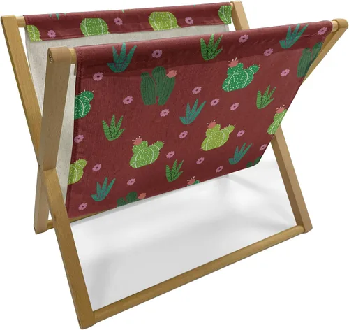 Vista 9 de Ambesonne Soporte para revistas y libros de damasco, diseño tradicional italiano europeo de desplazamiento repetido, en tono amarillo dorado