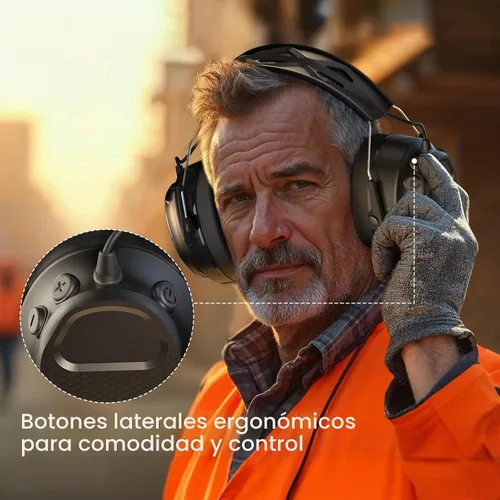 Vista 5 de BJKing Bluetooth Hearing Protection Headphones,120H Playtime, SNR 30dB Safety Earmuffs Ear Protection for Mowing