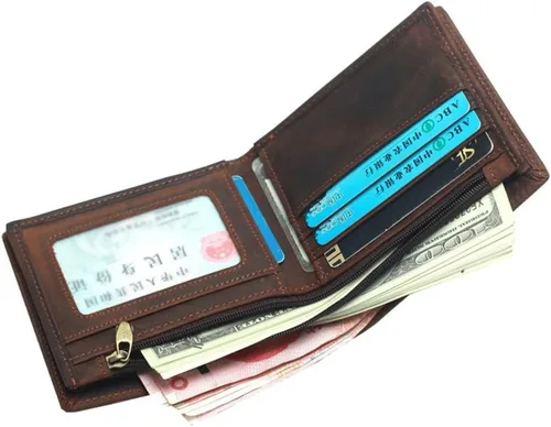Vista 4 de CZDYUF - 1 cartera corta antirrobo retro para hombres y mujeres
