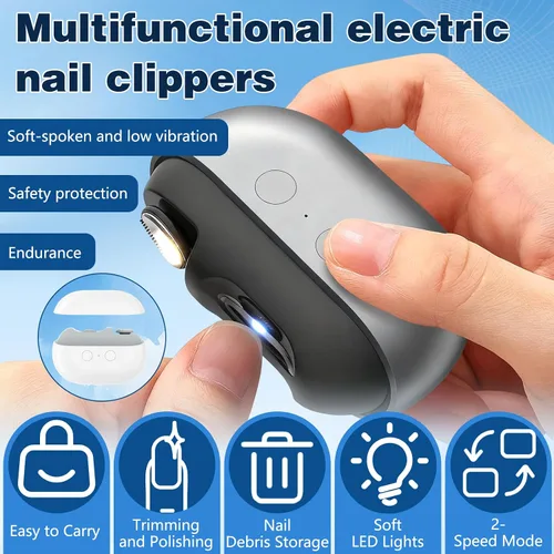 Vista 2 de Fanyil - Cortauñas de fácil clip, 3 en 1, cortaúñas eléctrico inteligente para personas mayores, recortadora de uñas de seguridad, pulidora
