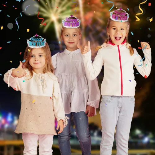 Vista 6 de ArtCreativity Tiaras de Año Nuevo, juego de 12, accesorios de Nochevieja para niños y adultos, decoraciones de Año Nuevo, recuerdos de fiesta
