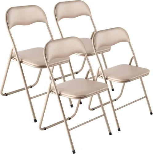 Vista 11 de VEVOR Juego de 4 sillas plegables, sillas plegables con cojín acolchado, sillas de fiesta portátiles con marco de metal reforzado, asiento apilable