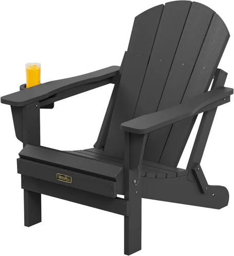 Vista 95 de SERWALL Silla Adirondack plegable para exteriores, silla de patio con portavasos - Ejército