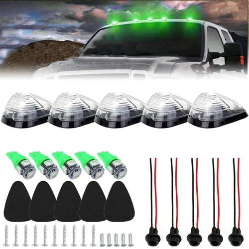 Vista 2 de Luces marcadoras transparentes para cabina de techo con 168 bombillas LED verdes, repuesto para Ford Serie F 1999-2016 Super Duty camiones y SUV