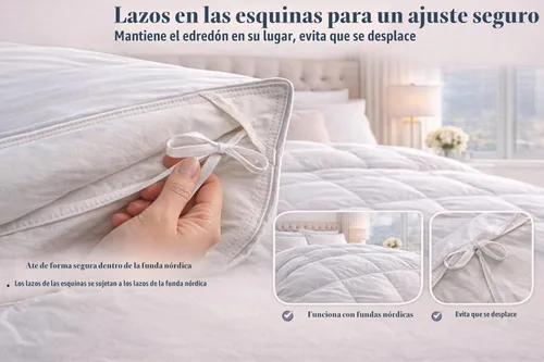 Vista 4 de Continental Bedding Serenity - Edredón de plumón de ganso blanco húngaro, potencia de relleno 700 para todas las estaciones, peso medio, estructura