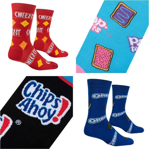 Vista 6 de Crazy Socks, Snack & Junk Food Themes, Fun Silly Novelty Crew, Large, Fun 8 Pack
