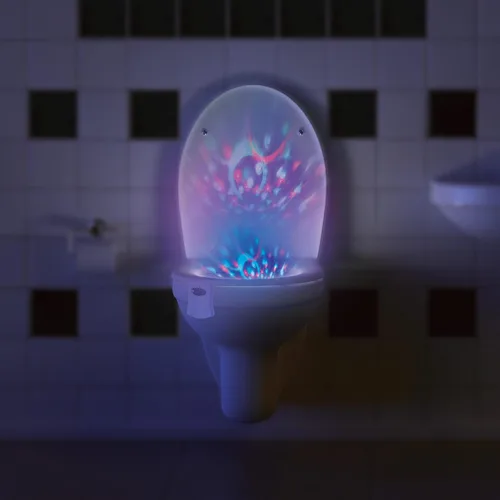 Vista 8 de Luz de discoteca para inodoro, luz de baño con sensor de movimiento, luces LED de baño, accesorios de baño divertidos, luces de inodoro dentro