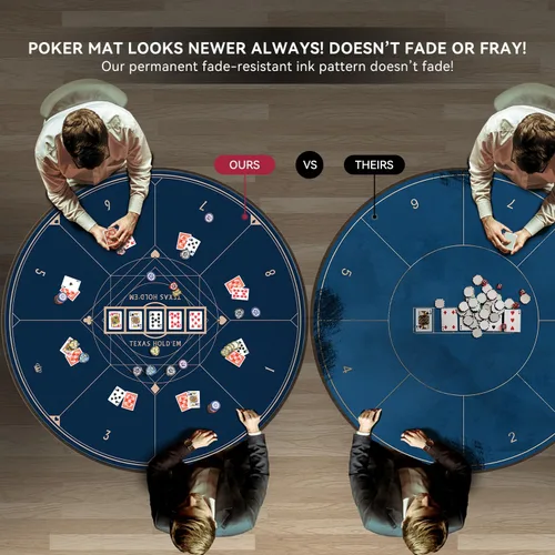 Vista 7 de YUZPKRSI Alfombrilla redonda de póquer de 47 pulgadas, neopreno y goma, Texas Hold'em Poker Juegos de cartas de casino, portátil, bolsa
