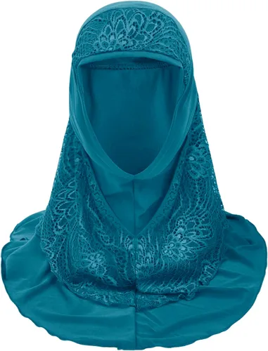 Vista 5 de Hijab musulmán instantáneo de una pieza para la cabeza, bufanda islámica, cubierta completa, turbante de encaje, gorro de chal