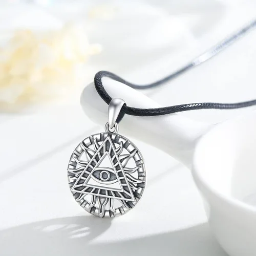 Vista 5 de CUOKA MIRACLE Collar de sol contra el mal de ojo para mujer, plata de ley 925, colgante de tercer ojo, collar de amuleto de protección turca, collar