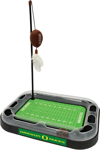 Vista 44 de Pets First NCAA Alabama Crimson Tide Football Field - Juguete rascador para gatos con peluche relleno de hierba gatera y juguete de plumas, con bola
