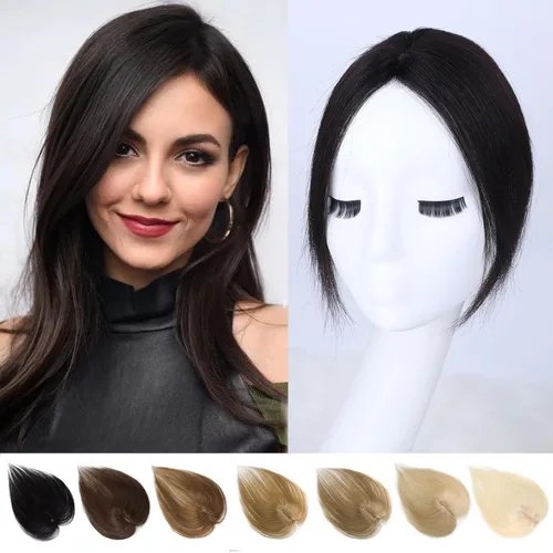 Vista 10 de G&T - Flequillo con clip para el cabello humano, flequillo delgado con fleco de diamantes de imitación, extensiones de cabello para mujer, flequillo