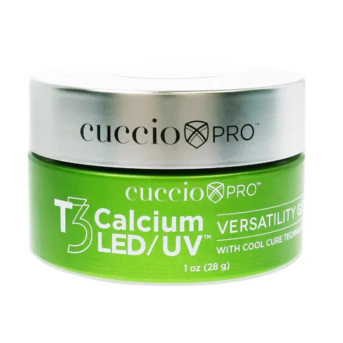 Vista 2 de Cuccio Pro T3 Gel de versatilidad Cool Cure LED/UV, gel autonivelante con calcio, increíblemente flexible, fuerte adherencia, acabado de alto