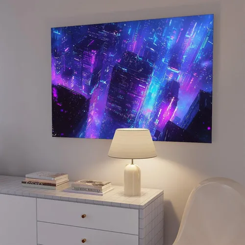 Vista 7 de XAHOR Retro-Futuristic Cyberpunk Wall Poster – Neon Urban Subculture Art Print – Moody Home Decor Canvas Wall Art Print Poster For Home School