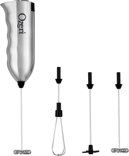 Vista 2 de Máquina para hacer espuma con leche Ozeri Deluxe, acero inoxidable, 4 accesorios para hacer espuma